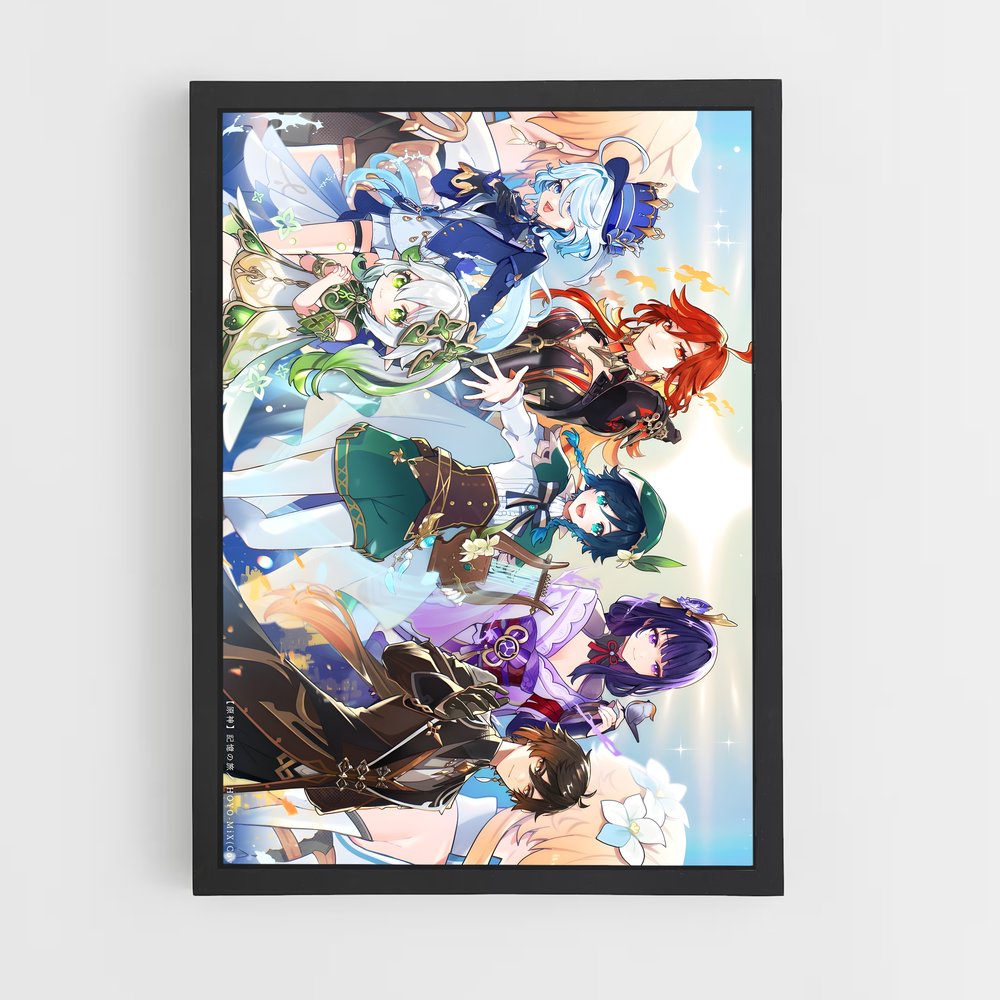 Poster Les Héros d'Teyvat – affiche Genshin impact (vue 2)